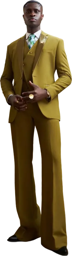 Olive three-piece suit