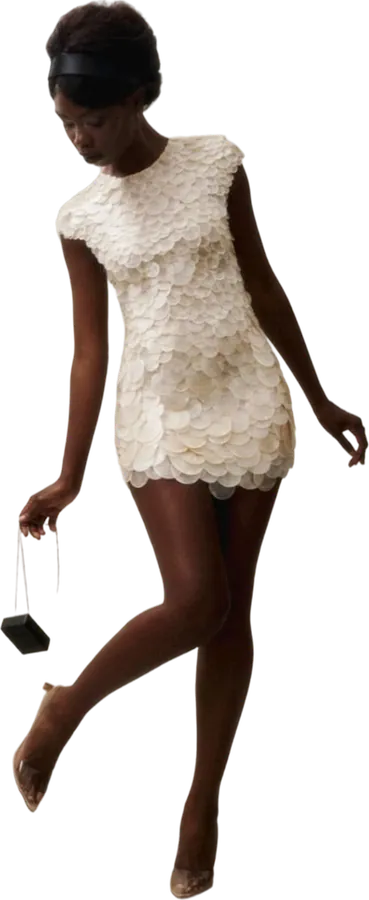 White paillette mini dress