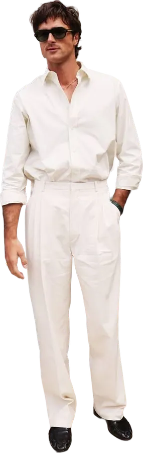White shirt and white trousers
